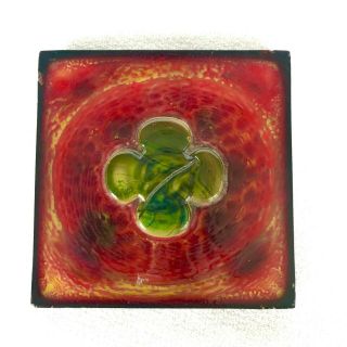 Antique Tiffany Studios Art Glass Decorated Fireplace Tile Architectural Red Nr