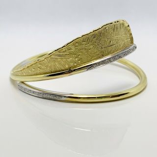 Vintage 18k Gold Diamond Slip On Bracelet Italy (2178d)