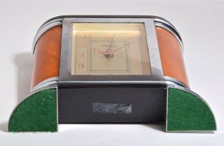 Rare Art Deco YORKE Electric Clock w/ Chrome and Catalin (Bakelite) 5