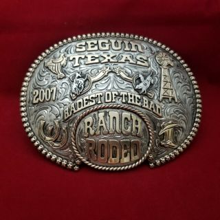 Rodeo Trophy Buckle Vintage 2007 Seguin Texas Ranch Rodeo Champion Cowboy 57