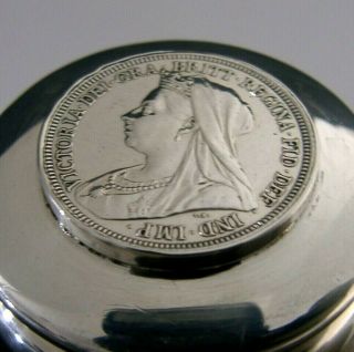 Unusual Victorian Sterling Silver Commemorative Coin Box 1898 Royal Antique