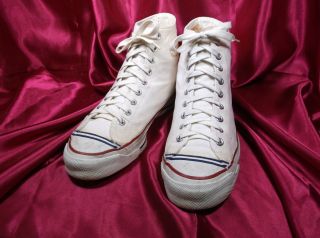 Vtg 1950s Red Ball Jets By Ball - Band Canvas Hi - Top Sneakers Men’s Sz 10 Usa Made