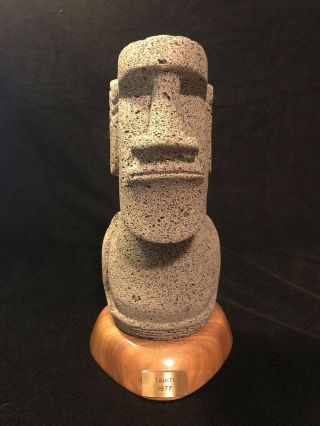 Vtg Carved Stone Moai Monolith Tiki Tahiti Large Statue Rapa Nui Easter Island