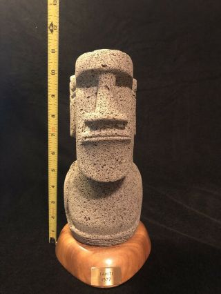 Vtg Carved Stone Moai Monolith Tiki Tahiti Large Statue Rapa Nui Easter Island 2