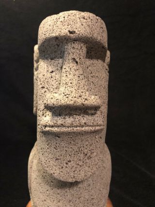 Vtg Carved Stone Moai Monolith Tiki Tahiti Large Statue Rapa Nui Easter Island 3