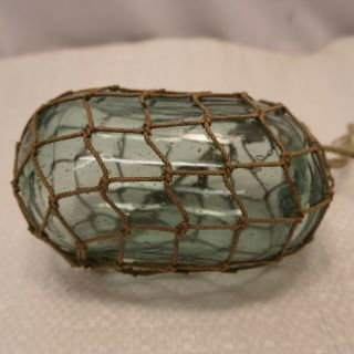 Vintage Japanese Glass SAUSAGE ROLLER FLOAT in net 4 