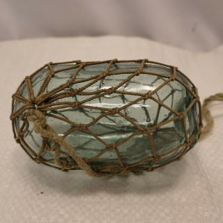 Vintage Japanese Glass SAUSAGE ROLLER FLOAT in net 4 