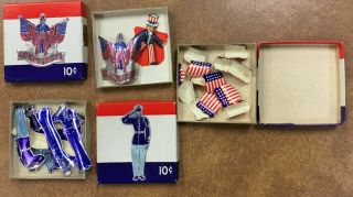 Vintage Dennison Gummed Foil,  Paper,  Seals In 3 Boxes Patriotic Ww2 Era Labels