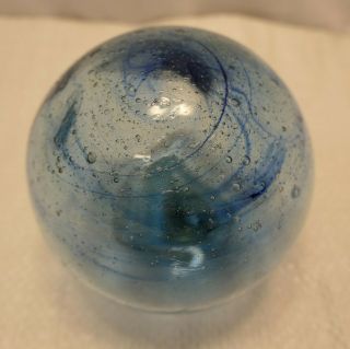 Vintage Glass Fishing Float Cobalt Blue Swirls Bubbles 3.  25 " Japanese 1000