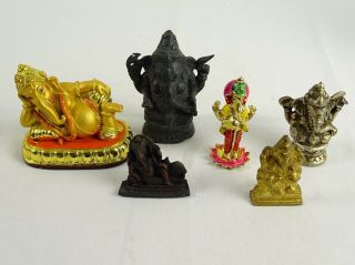 6 Hindu Indian Ganesh Deity Idol Statue India Inc Resin Gilt Hand Painted Etc