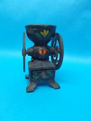 Cast Iron Toy Miniature Toll Painted Coffee Grinder 3 - 3/4 " Tall