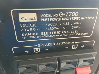 Vintage Sansui G - 7700 Stereo Receiver in,  sounds fantastic 5