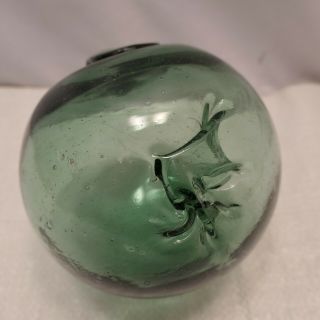 Vintage Glass Fishing Float Unusual Thick Messy Blob Spindle Japanese 4.  5 " 995