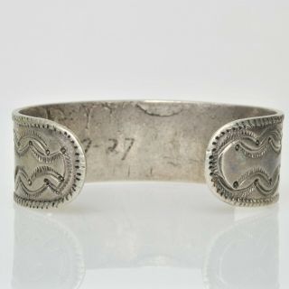 VINTAGE Sterling Silver Navajo Hand Stamped Etched Wide Cuff Bracelet Estate 4