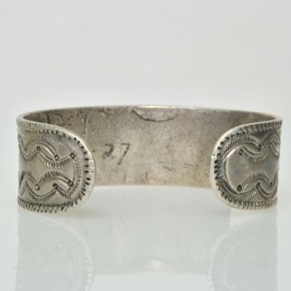 VINTAGE Sterling Silver Navajo Hand Stamped Etched Wide Cuff Bracelet Estate 6