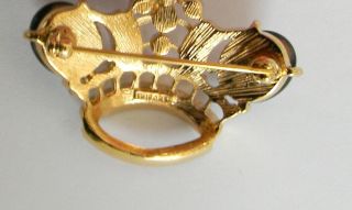Trifari vintage Alfred Phillipe regal crown brooch with gold tone metal 4