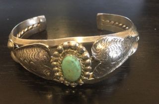 Gorgeous Old Vintage Navajo Turquoise & Sterling Silver Cuff Bracelet