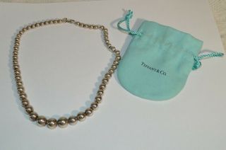 Tiffany & Company Sterling Silver Graduated Bead Necklace 16 Inches