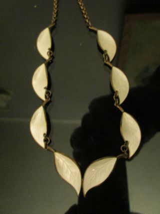 Modernist DA David Andersen Sterling Silver Enamel Leaf Necklace Bracelet Brooch 7