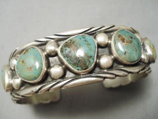 For Large Wrist - Heavy Vintage Navajo Royston Turquoise Sterling Silver Bracelet