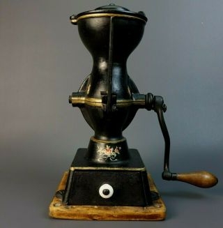 Unique Antique Cast Iron American Coffee Grinder Mill Circa 1890 