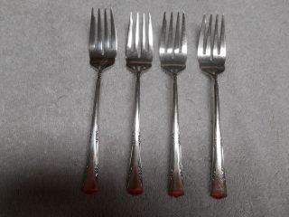 Set Of 4 Gorham Greenbrier Pattern Sterling Silver 6.  75 " Salad Forks No Mono