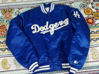 La Dodgers Los Angeles Starter Satin Vintage Bomber Jacket Mens Sz Xl Diamond