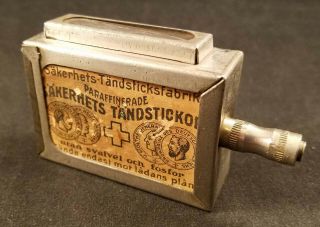 Extremely Rare Antique Wwii Ww2 Sakerhets Tandstickor Metal Matchbox Holder