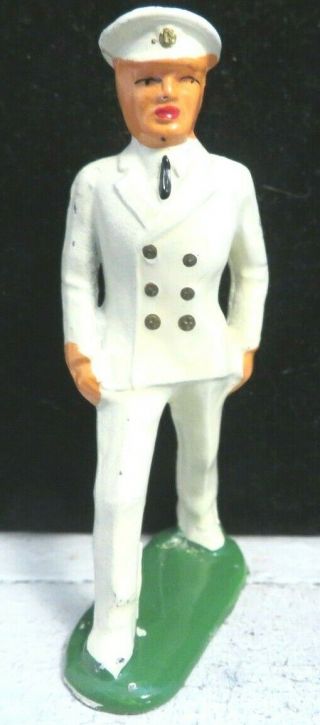 Vintage Barclay Lead Toy Soldier Naval Officer Long Stride B - 056 Paint