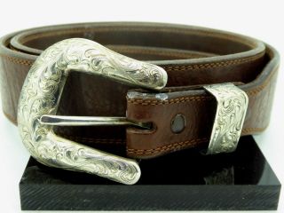 Vintage Vogt Sterling Silver 925 Hand Chiseled Decorative Ranger Belt Size 39 "