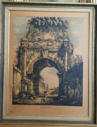 Early 19 C Antique Vintage 1819 Old Etching Engraving Large Litho Graph Framed