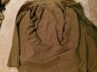 WW2 US enlisted wool shirt with gas flap and disharge patch sz 15 33 tag 3