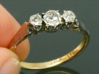 18ct Gold 18k Gold Antique Art Deco 0.  30ct Old Mine Cut Diamond Ring Size O