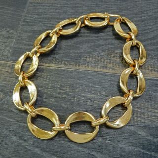 Chanel Gold Plated Cc Vintage Ring Chain Necklace Choker 4473a Rise - On