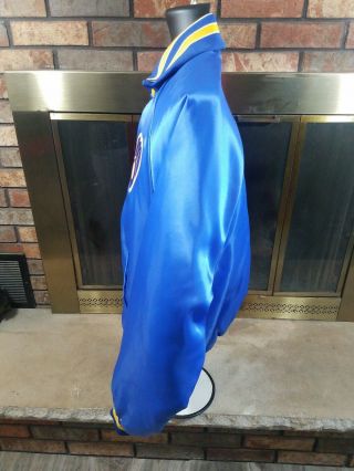 Vintage Milwaukee Brewers MLB Baseball Satin Snap Jacket Mens Size Large Blue 7