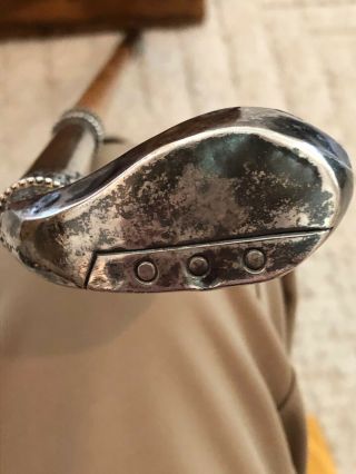 Antique Sterling Silver Golf Putter,  Hickory Handle.