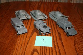 Set Of 3 Timmee Army Tank Clones,  2 Trucks,  & Jeep 1 - Auburn Marx Mpc Payton