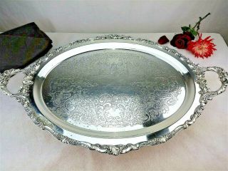 Wallace Baroque Silver Butler Tray Large Tea / Cocktail Serving Tray,  Dust - Bag
