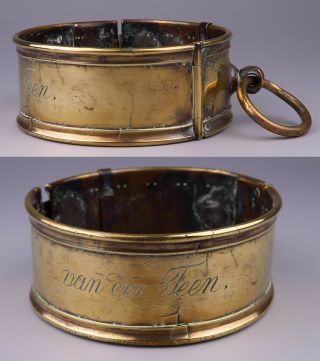 Rare Antique Brass Dog Collar - 18th Century - Collier De Chien - Hundehalsband