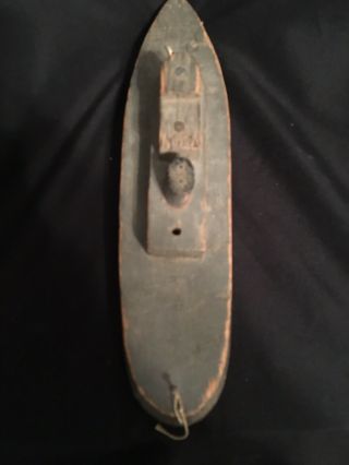 Antique (?) Vintage Maritime Folk Art Wooden Carved Boat Steamer Pull Toy Craft 7