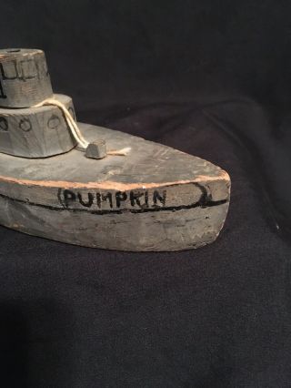 Antique (?) Vintage Maritime Folk Art Wooden Carved Boat Steamer Pull Toy Craft 8