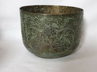 Old Antique Indian Ottoman Persian Brass Bowl Planter