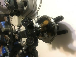 Vintage Bausch and Lomb DDE binocular microscope with lenses 2