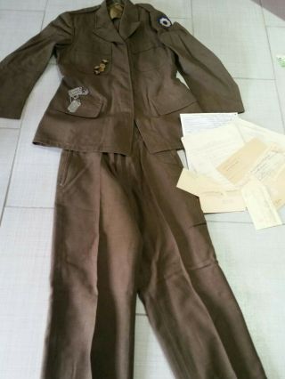 Wwii Ww2 Us Army Uniform Coat Jacket Pants & Misc Papers,  Dog Tags More
