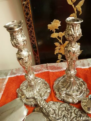 Antique,  Henry Wilkinson Hallmarked Silver Candle Sticks,  And Other Scrap Items.