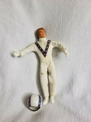 Vintage 1970s Ideal Evel Knievel Action Figure Doll With Helmet
