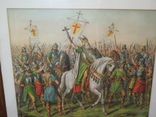 King Brian Boru Battle Of Clontarf Rare Antique Kurz & Allison Lithograph 1901 2