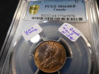 L79 Canada 1925 Small Cent Pcgs Ms - 64 Red Brown Key - Date Very Rare This