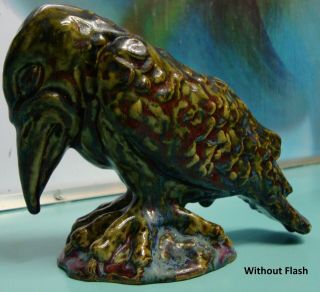 RARE Dalpayrat Les Grands Faience French stoneware kingfisher woodpecker bird 2