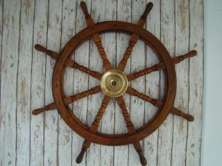 36 " Nautical Wooden Ship Wheel Home Wall Decor Captain Boat Ship Steering Wheel